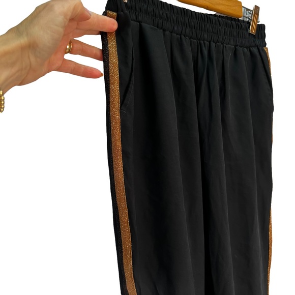 Rag Poets Gold Stripe Black Joggers Size S - Picture 3 of 9